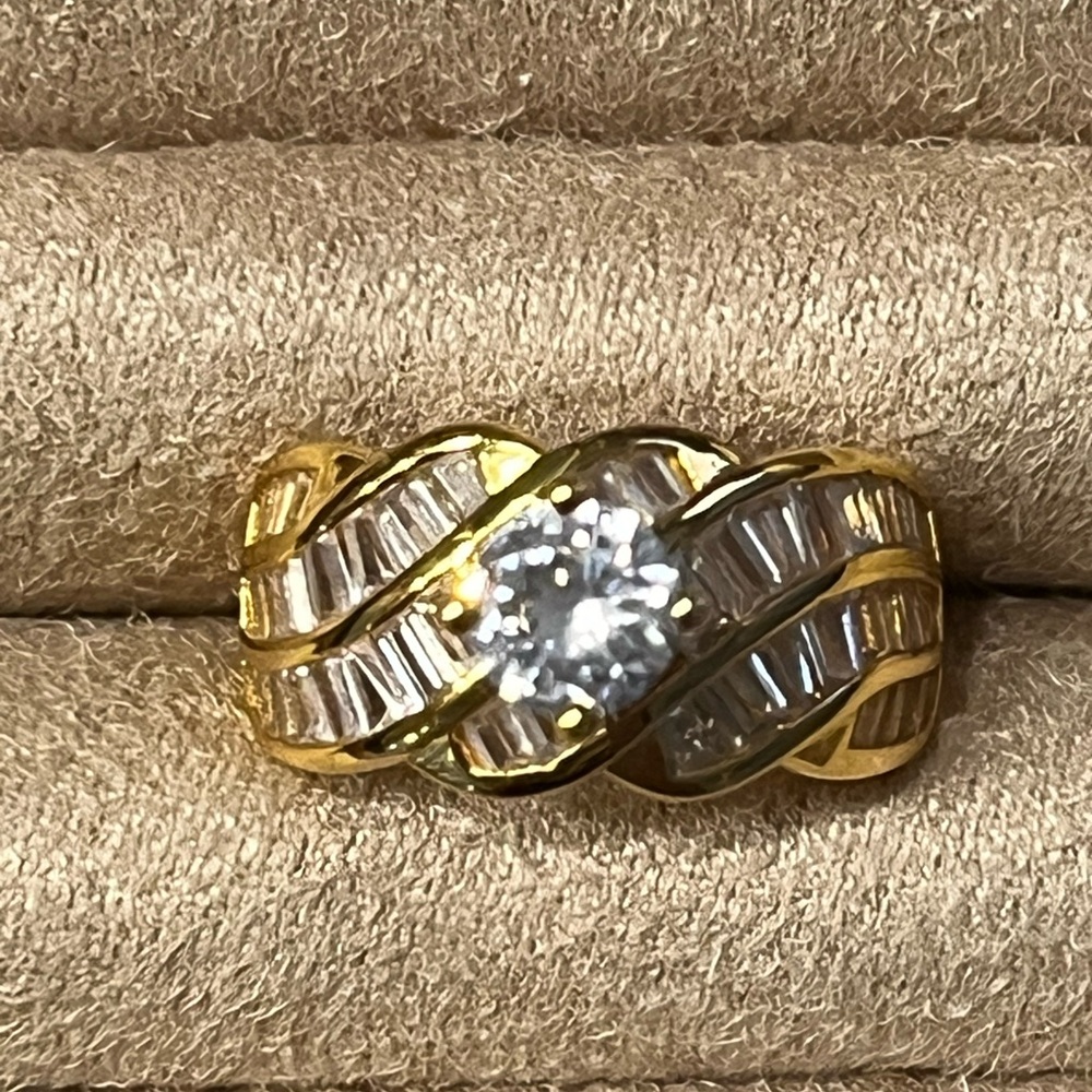Gold plated diamond simulated ring size 6